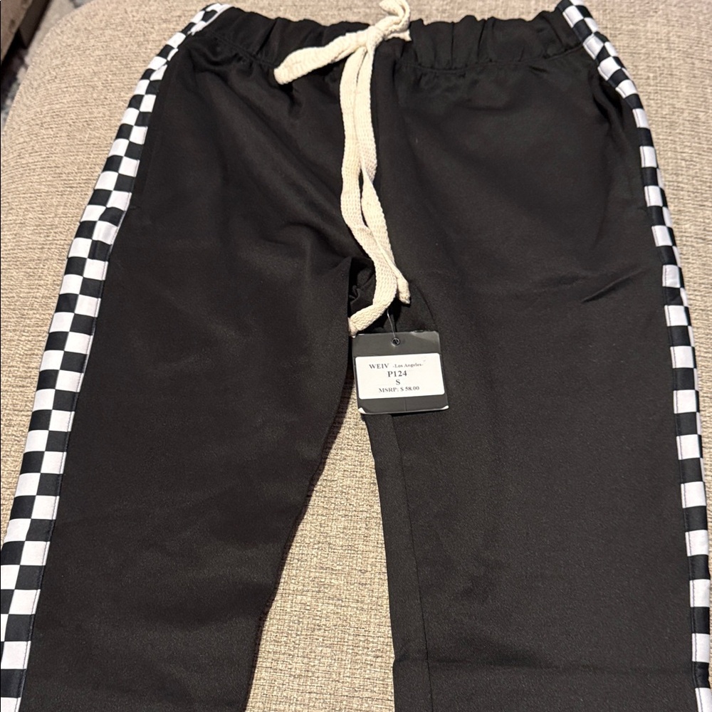 Women's Black Checkered Jogger Track Pants